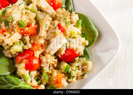 Le quinoa Vegan organique avec des légumes comme la tomate, tofu, et concombre Banque D'Images