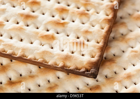 Matzo casher maison faite avec des craquelins de la farine et de l'eau Banque D'Images