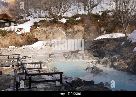 L'eau de source chaude à Kuroyu à Nyuto Onsen, Akita, Japon Banque D'Images