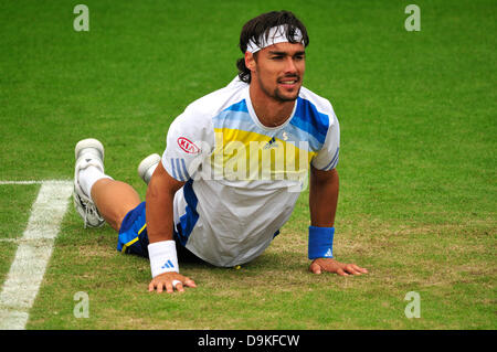 Fabio Fognini (Italie) à Eastbourne en 2013. Banque D'Images