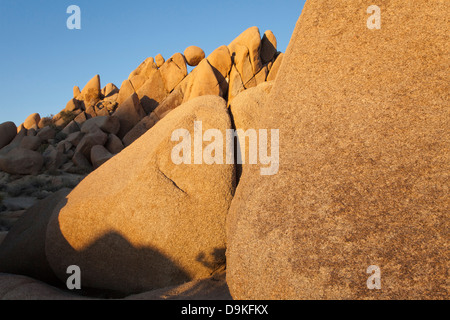 Des rochers près de la Jumbo Rocks camping au parc national de Joshua Tree, en Californie. Banque D'Images