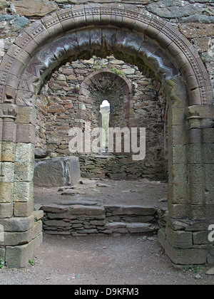 Arcading de la nef,Kilmalkedar Church,Péninsule de Dingle, Irlande Banque D'Images