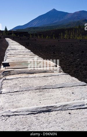 L'objet canal d'eau près de Arenas Negras avec Teide en arrière-plan, transporte l'eau de Los Realajos à Guia de Isora Banque D'Images