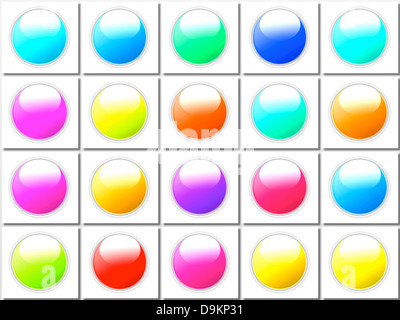 Une collection de boutons colorés. Rendu 3D Illustrations. Banque D'Images