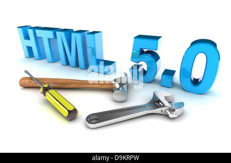 Un rendu 3D colorée 5 Outils HTML Concept Illustration Banque D'Images