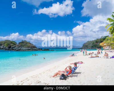 Trunk Bay Beach sur l'île des Caraïbes de St John dans les îles Vierges américaines Banque D'Images