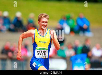 Dublin, Irlande. 22 Juin, 2013. Axel Bergrahm (SWE) vient parfaire dans la mens 400m au cours de l'Europe d'athlétisme Championnats d'équipe 1ère ligue de Morton Stadium, Santry. Credit : Action Plus Sport/Alamy Live News Banque D'Images