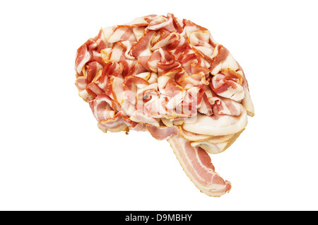 Cerveau faites de matières bacon isolé sur fond blanc Banque D'Images