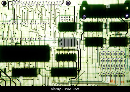 Close up de carte de circuit imprimé en vert Banque D'Images