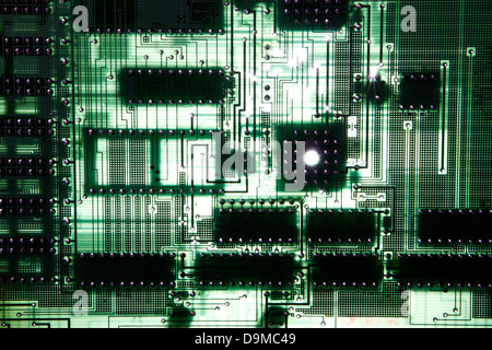 Close up de carte de circuit imprimé en vert Banque D'Images