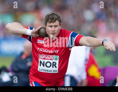 Gateshead, Royaume-Uni. 22 Juin, 2013. Stian Andersen (NI) en action au lancer du poids au cours de l'Europe d'athlétisme Championnats d'équipe du Gateshead International Stadium. Credit : Action Plus Sport/Alamy Live News Banque D'Images