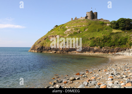 Château de Criccieth de la plage au nord du Pays de Galles monument Gwynedd Llyn Peninsula Wales cymru uK GO Banque D'Images