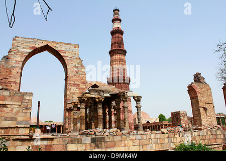 Qutub Minar, New Delhi, Inde Banque D'Images