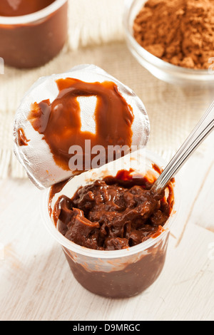 Pudding au chocolat Snack Pack Cup contre un arrière-plan Banque D'Images