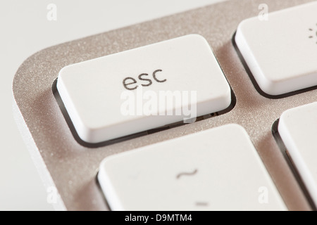 Bouton Échap sur un clavier d'ordinateur gris blanc avec touches de saisie Banque D'Images