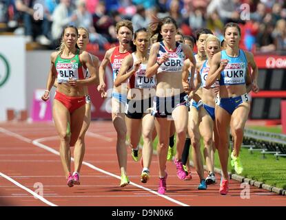 Gateshead, Tyne and Wear, Royaume-Uni. 22 juin 2013. Laura Weightman (GBR). Womens 300m. Jour 1. L'équipe européenne d'athlétisme. Sports en images/Alamy Live News Banque D'Images