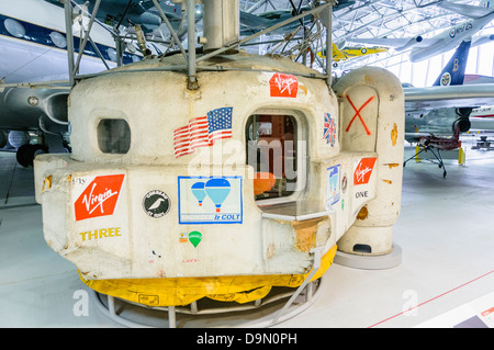 Virgin Atlantic Flyer, la capsule ballon utilisé par Richard Branson et Per Lindstrand à traverser l'océan Atlantique en 1987. Banque D'Images