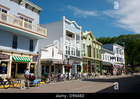 Le Michigan, l'île Mackinac. Le centre-ville historique de Mackinac sur Main Street (aka Huron). Banque D'Images