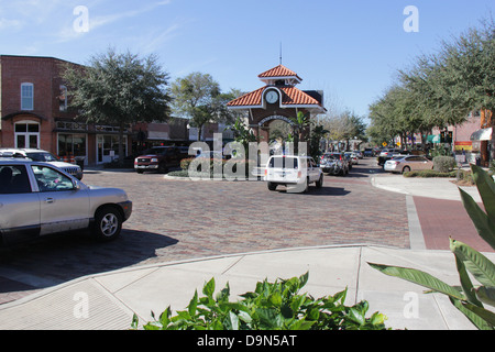Main Street, ville de jardin d'hiver, la Floride, États-Unis. Banque D'Images