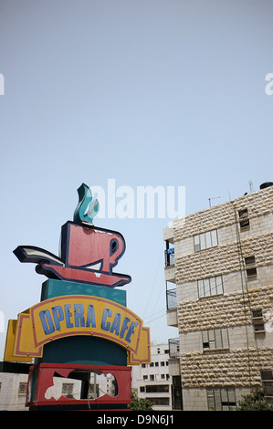 Opera Cafe au centre-ville de Naplouse, Palestine. Banque D'Images