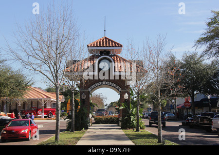Main Street, ville de jardin d'hiver, la Floride, États-Unis. Banque D'Images