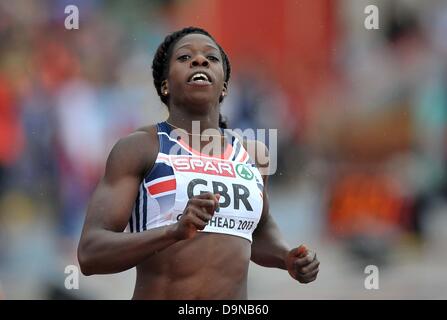 Gateshead. Tyne et Wear. UK. 23 Juin, 2013. Anyika Onuora (GBR). 200m femmes. Jour 2. L'équipe européenne d'athlétisme. Gateshead. Tyne et Wear. UK. Banque D'Images