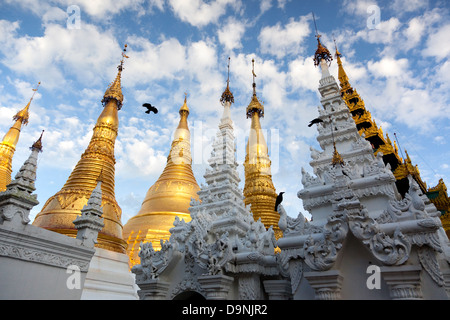 La Schwedagon, temple sacré de birmanie au coeur de Rangoon. Banque D'Images