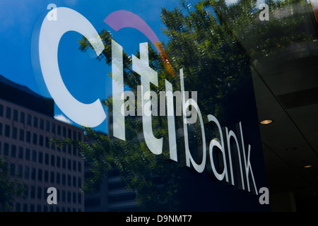 Signe de la Citibank en fenêtre - USA Banque D'Images