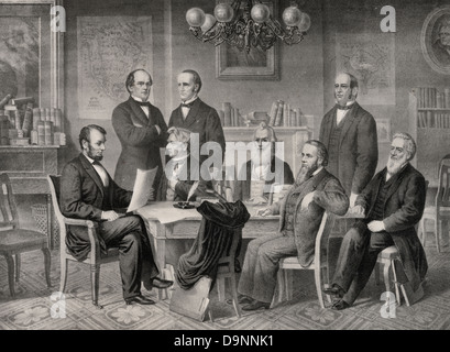 Le président Lincoln et son cabinet. Lecture de la proclamation d'émancipation, vers 1863 Banque D'Images