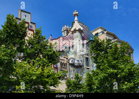 La Casa Batlló Maison moderniste conçu par Gaudi à Barcelone, Espagne Banque D'Images