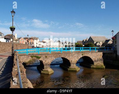 Nanny Moore's Bridge, bâtiment classé grade II, Cheval et panier pont traversant la rivière Neet, Bude, Cornwall, UK 2013 Banque D'Images