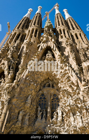 Basilique de la Sagrada Familia, la façade de la Nativité Banque D'Images