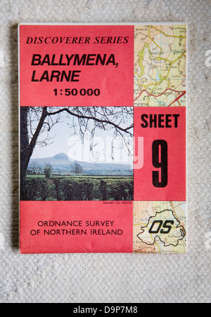 Série Discoverer 1:50 000 Carte de l'Ordnance Survey Larne Ballymena, Irlande du Nord, feuille 9 Banque D'Images