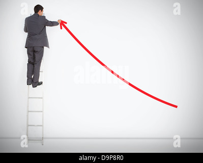 Portrait dessin échelle flèche courbe rouge Banque D'Images
