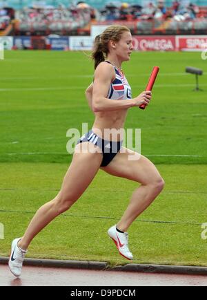 Gateshead. Tyne et Wear. UK. 23 Juin, 2013. Meghan Beesley (GBR). Womens 4 x 400 m relais. Jour 2. L'équipe européenne d'athlétisme. Gateshead. Tyne et Wear. UK. Credit : Sport en images/Alamy Live News Banque D'Images