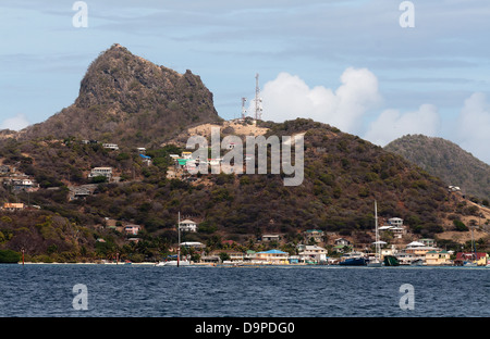 Vue détaillée de la mer de Union Island, Saint Vincent et les Grenadines. Banque D'Images