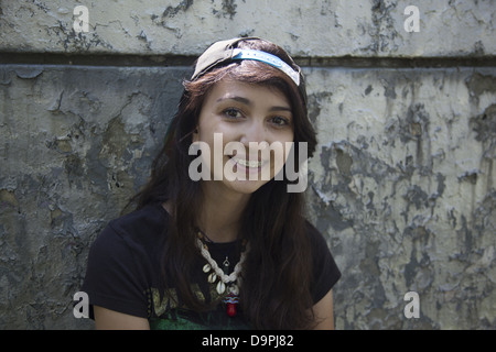 Adolescente de 17 ans dans la région de Brooklyn, New York. Banque D'Images