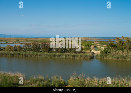 Delta de l'Ebre, avec ses zones humides qui s'étendent sur le parc naturel Banque D'Images