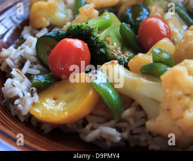 Sauté de légumes et riz Banque D'Images