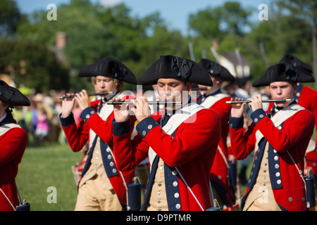 Reconstitution de la guerre révolutionnaire à Colonial Williamsburg, Virginia, USA Banque D'Images