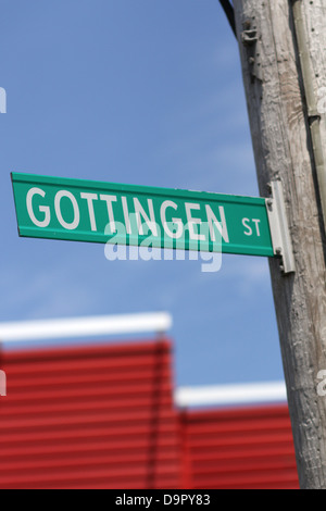 La rue Gottingen signer vu le 11 juin 2012. Est situé dans la partie nord de Halifax, Nouvelle-Écosse. Banque D'Images