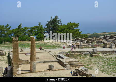 Temple dorique à ancient Kamiros site archéologique, Kalavarda, Rhodes (Rodos), du Dodécanèse, Grèce, région sud de la Mer Egée Banque D'Images