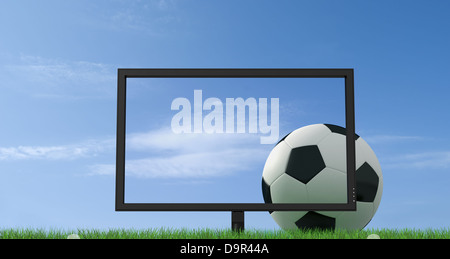 Concept de football en direct sur la télévision haute définition complète -rendering Banque D'Images