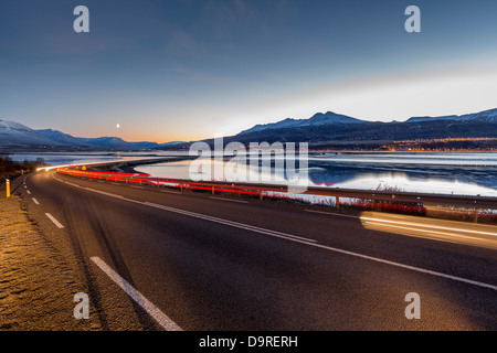 Road, Eyjafjordur par Akureyri, Islande du Nord Banque D'Images