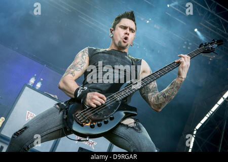 Milan Italie. 24 juin 2013. La British metal bande principale de BULLET FOR MY VALENTINE effectue live au Ippodromo del Galoppo l'ouverture du show de Korn Crédit : Rodolfo Sassano/Alamy Live News Banque D'Images