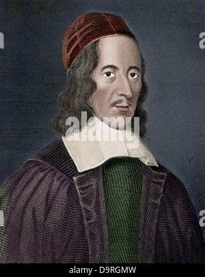 George Herbert (1593 - 1633). Welsh-né poète anglais, orateur et prêtre anglican. Gravure, 18ème siècle. De couleur. Banque D'Images