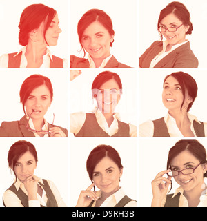 Collage de brunette woman in sepia Banque D'Images