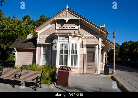 Menlo Park Railroad Station, plus ancienne station de train de voyageurs en Californie, Menlo Park, Californie, États-Unis d'Amérique Banque D'Images