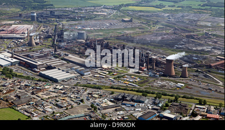 Vue aérienne des aciéries British Steel à Scunthorpe Banque D'Images