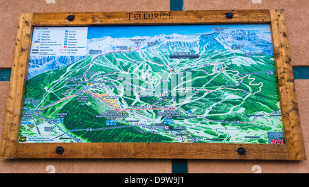 Station de ski de randonnée et de vélo de la carte, Telluride, Colorado USA Banque D'Images